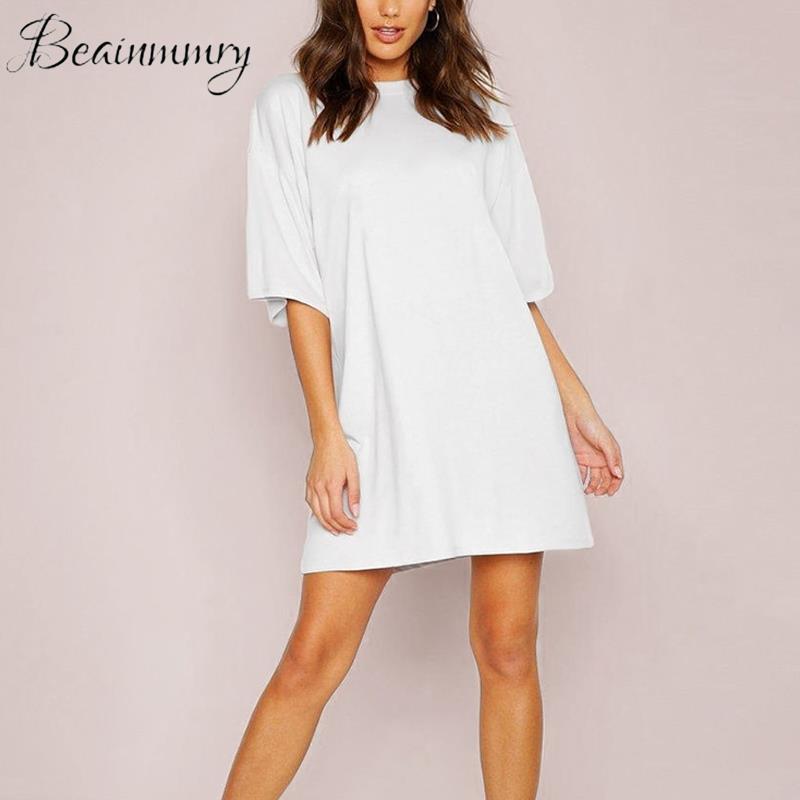 Unisex Cotton Oversized T shirt Women Half Sleeve T-shirt For Couple Summer Loose Female T-shirts Casual Mini Dress 220328