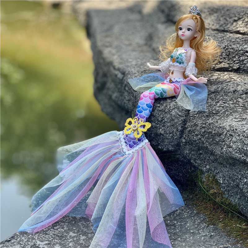 Dolls Fashion 30 Cm Bjd 13 Joint Movable 1/6 Wedding Mermaid 3D Eye Clothes Detachable Dress-up Toy Girl Birthday Gift 220826