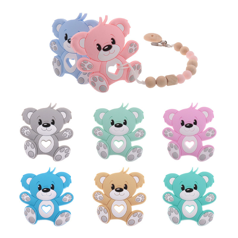 10pcs Silicone Teethers Babies Accessories born Baby Teether Baby Products Pacifier Personalized Bear Dinosaur Koala BPA Free 220407