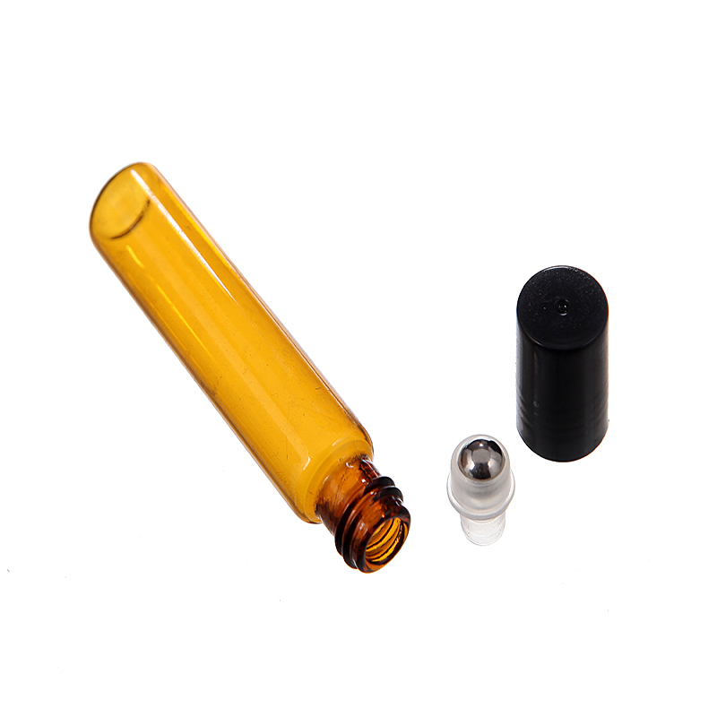 50pcs/lot 1ml 2ml 3ml 5ml 10ml Amber Thin Glass Roll on Bottle Sample Test Essential Oil Vials with Roller Metal /Glass Ball 220726