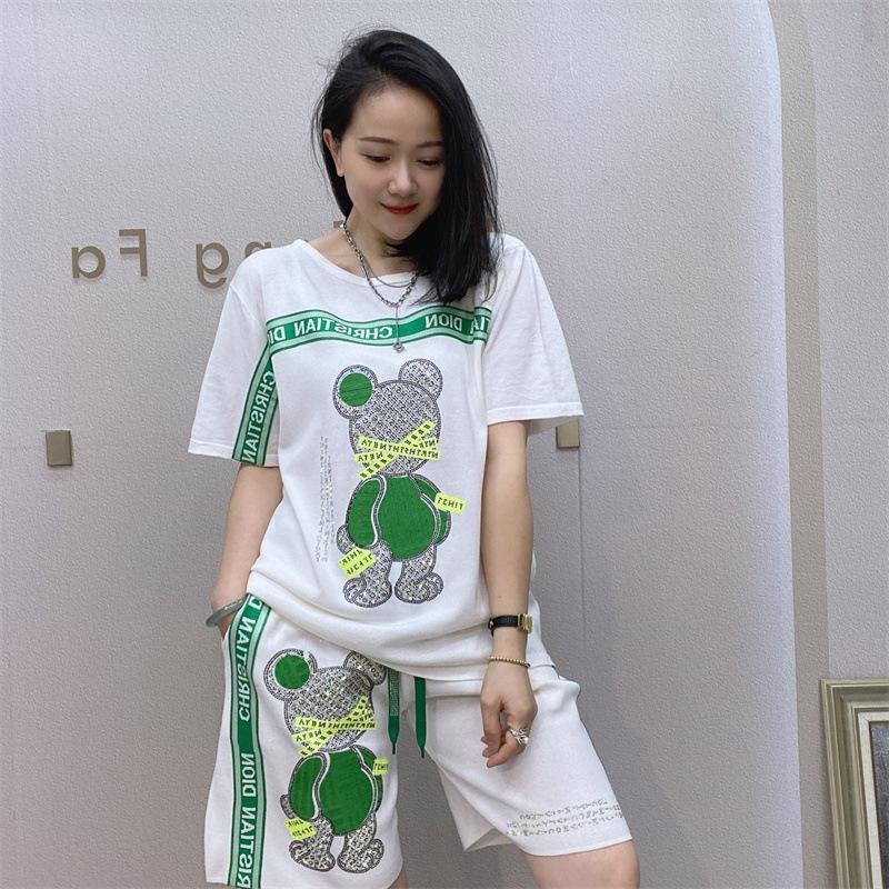 Women's T-Shirt Two Pieces Pattern Glitter Sweater Suit For Summer Loose Short Set Women Thin Casual A Pair Of Clothes, White
Women's T-Shirt Two Pieces Pattern Glitter Sweater Suit For Summer Loose Short Set Women Thin Casual A Pair Of Clothes, White