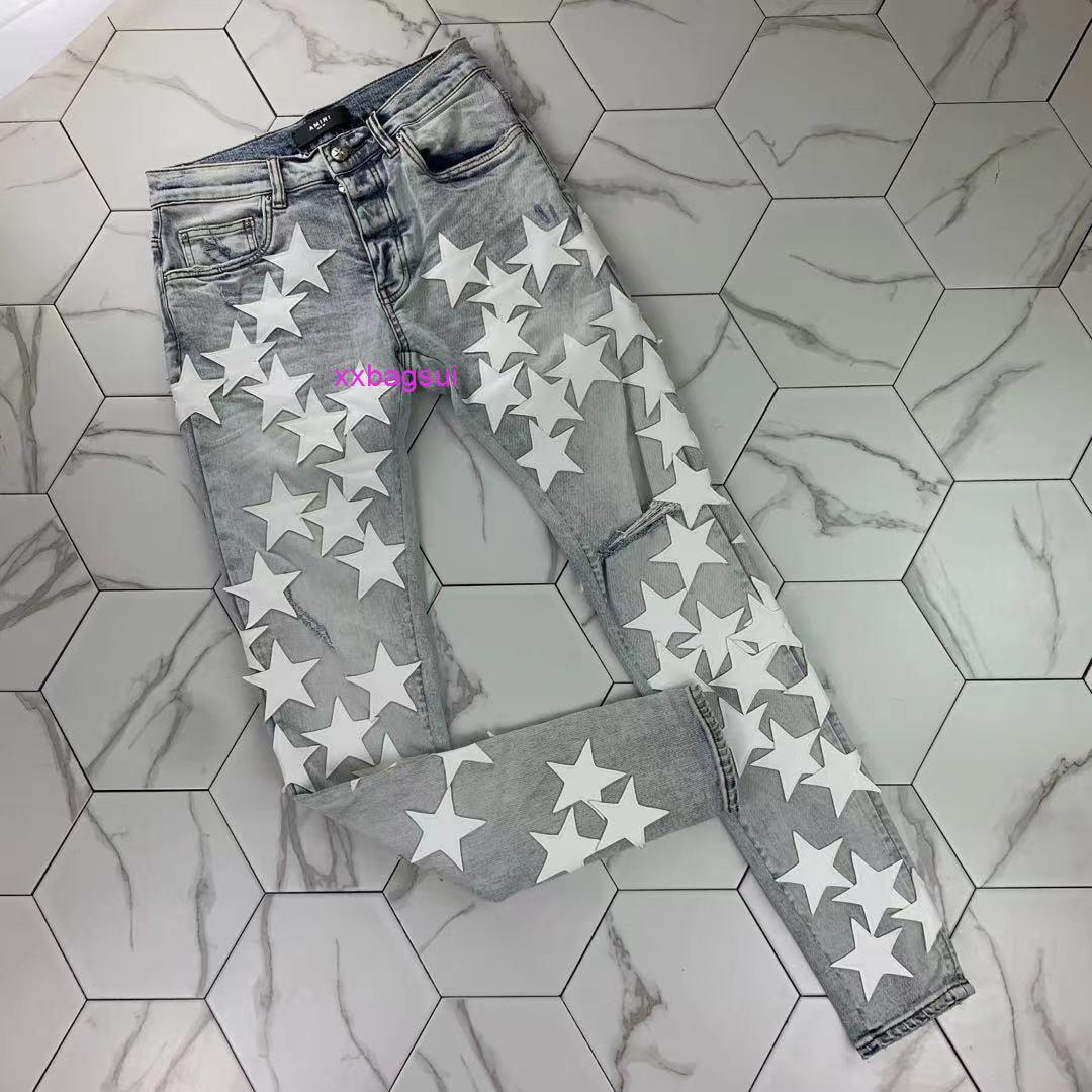 designer amirs jeans amiri mens Gaorl's new co branded white star pierced jeans micro elastic slim x chemist, Blue
designer amirs jeans amiri mens Gaorl's new co branded white star pierced jeans micro elastic slim x chemist, Blue