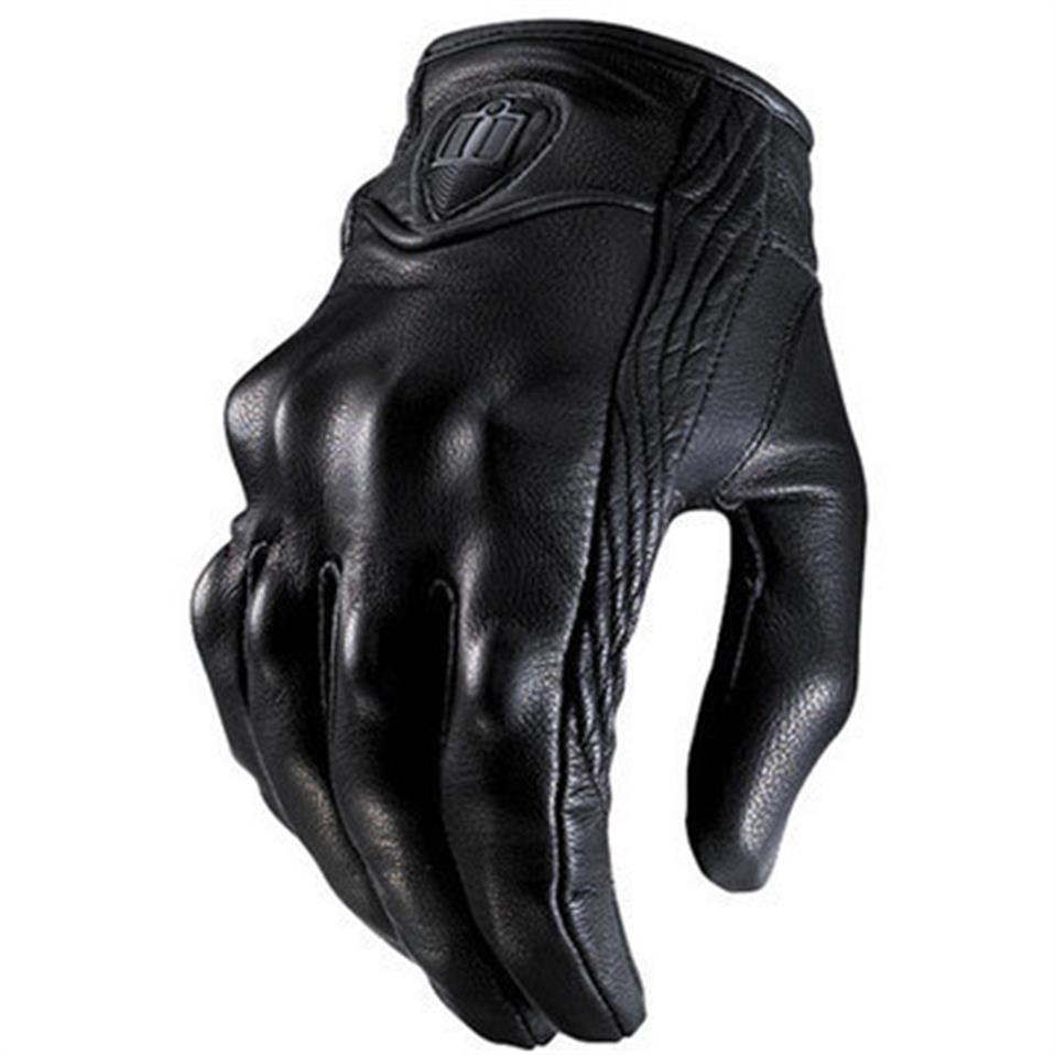Top Guantes Fashion Glove real Leather Full Finger Black moto men Motorcycle Gloves Motorcycle Protective Gears Motocross Glove298