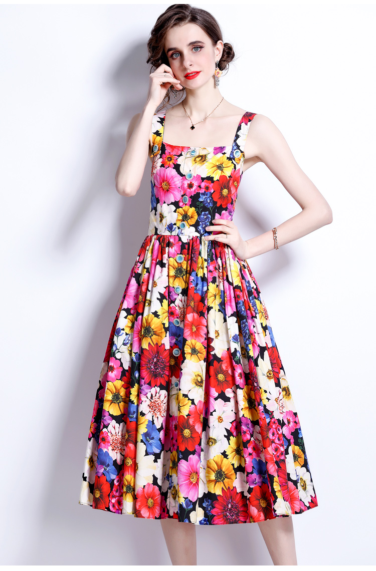 2022 Summer Beach Slip Casual Dress Women's Off Shoulder Backless Floral Print Single Breasted Holiday Vestidos Sexys Mujer Evening Party Dress