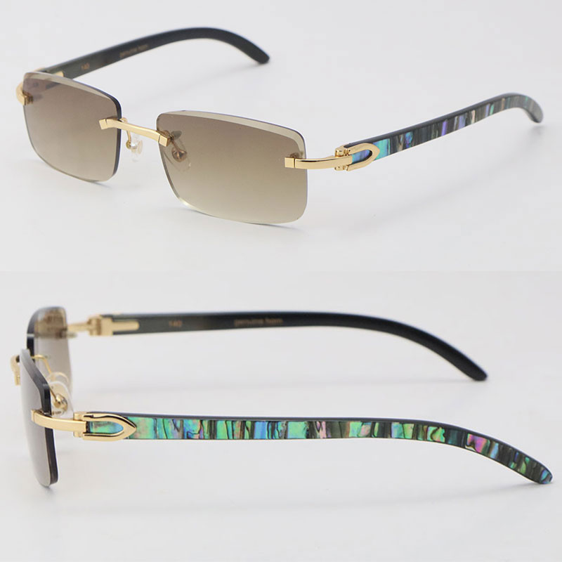New Diamond cut Original Seashell Inside Black Buffalo Horn Sunglasses 3524012 Fashion Style Metal Rimless vertical stripes Male Female Sun Glasses Size 57-18-140MM
New Diamond cut Original Seashell Inside Black Buffalo Horn Sunglasses 3524012 Fashion Style Metal Rimless vertical stripes Male Female Sun Glasses Size 57-18-140MM
