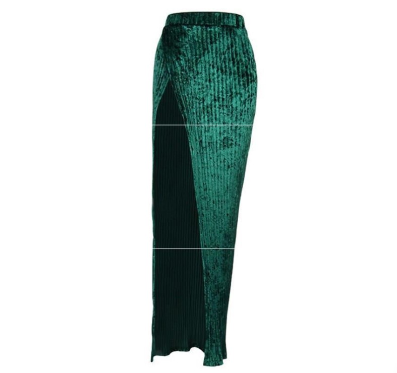 Sexy Velvet Side Split Long Skirt Women 2022 New Fashion Pleated Solid Color A Line High Waist Party Skirt Ladies Y2K Casual, Green
Sexy Velvet Side Split Long Skirt Women 2022 New Fashion Pleated Solid Color A Line High Waist Party Skirt Ladies Y2K Casual, Green