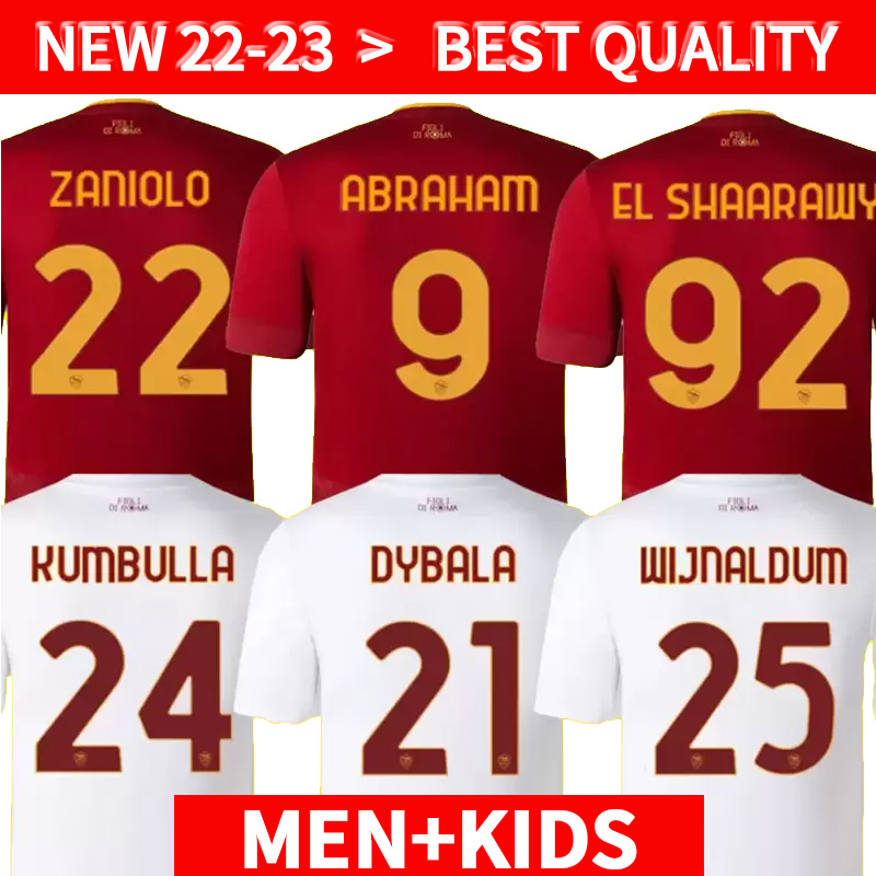22 23 DYBALA SOCCER JERSEYS home final Pastore Abraham rome 2022 2023 WIJNALDUM totti Zaniolo MANCINI KUMBULLA men kids kit football shirts EL SHAARAWY Uniform, 2223 away
22 23 DYBALA SOCCER JERSEYS home final Pastore Abraham rome 2022 2023 WIJNALDUM totti Zaniolo MANCINI KUMBULLA men kids kit football shirts EL SHAARAWY Uniform, 2223 away