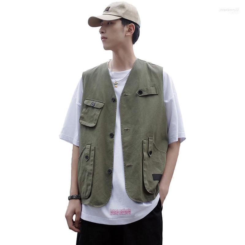 Men's Vest Solid Color Summer Multi-pocket Loose All-match Sleeveless Male Tops Black Green Khaki Color1 Stra22
Men's Vest Solid Color Summer Multi-pocket Loose All-match Sleeveless Male Tops Black Green Khaki Color1 Stra22