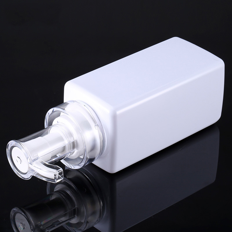 100ml 200ml 300ml White plastic bottle High-end square serum body lotion bottles shower gel pump sub-bottle