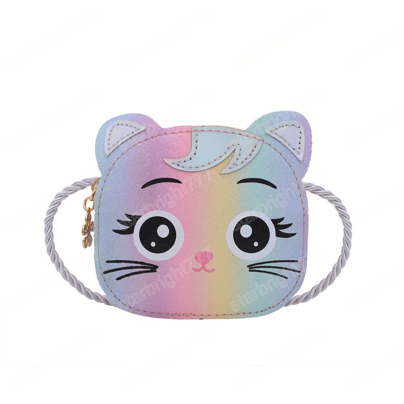 Colorful Children's Mini Shoulder Bags Cute Cartoon Cat Baby Girls Accessories Messenger Bag Kids Pu Leather Coin Purse Handbags