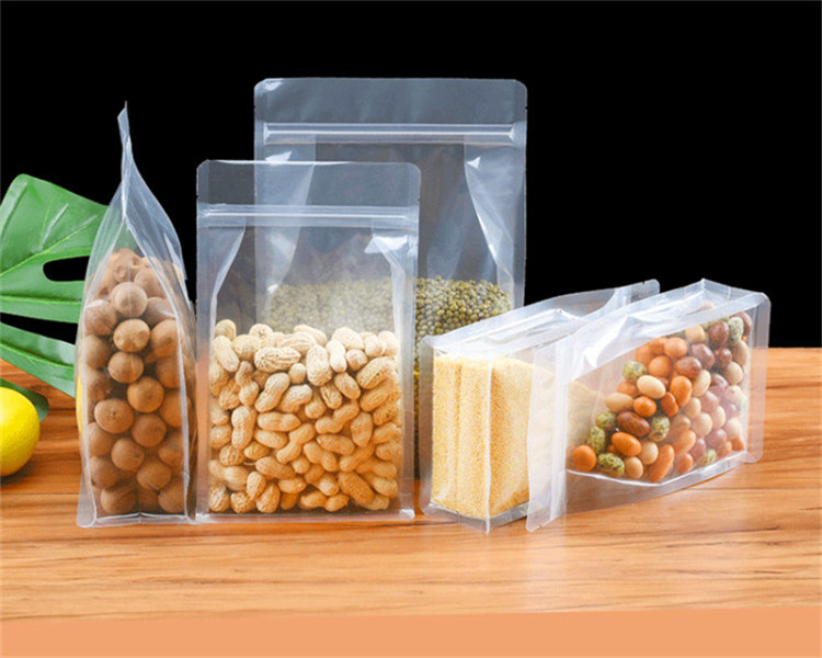 100pcs 3D Clear Stand up Packaging Bag Thick Barrier Meat Chicken Sausage Snack Rice Cereals Wedding Party Gifts Display Heat Sealing Storage Pouches