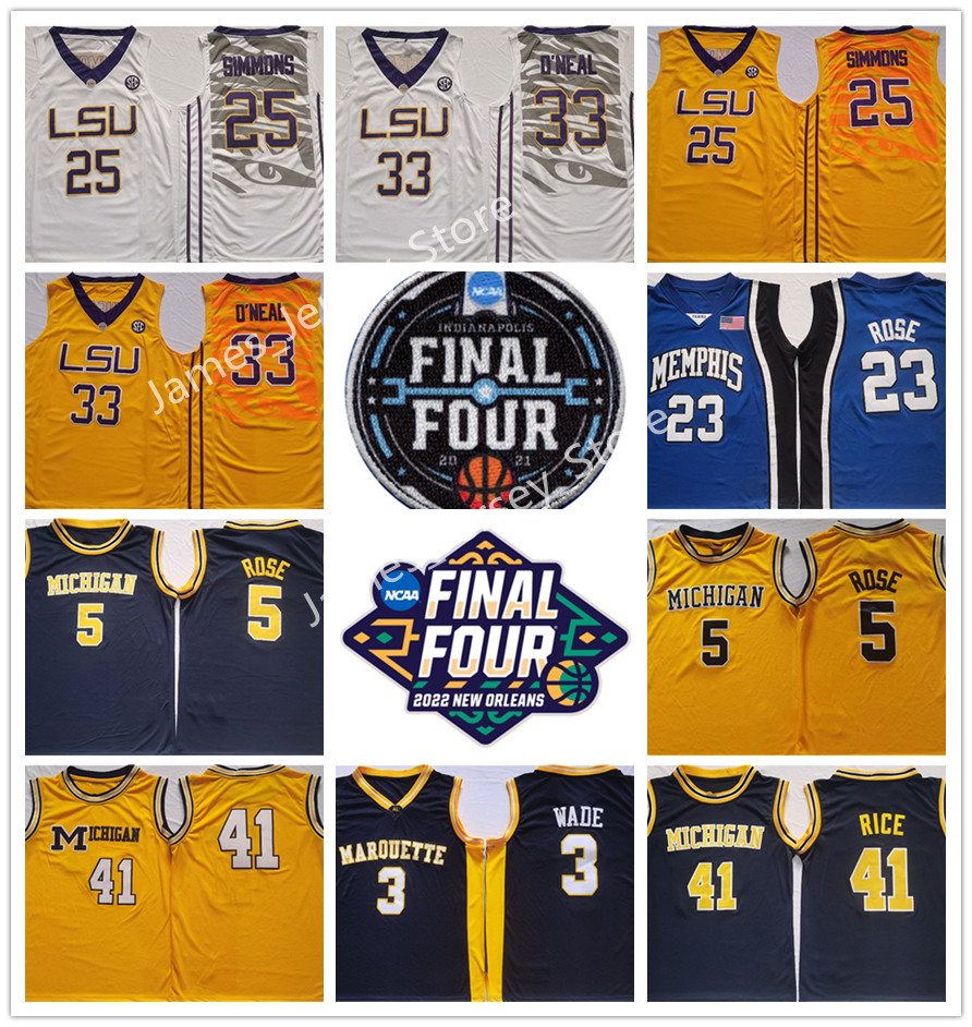 NCAA Final Four 4 Basketball Jerseys 25 B.SIM MONS Jersey LSU Tigers White Marquette Golden Eagles Blue 3 WADE Memphis 23 ROSE Jersey Michigan Wolverines 41 RICE, Lsu tigers yellow #25 25 b.sim mons
NCAA Final Four 4 Basketball Jerseys 25 B.SIM MONS Jersey LSU Tigers White Marquette Golden Eagles Blue 3 WADE Memphis 23 ROSE Jersey Michigan Wolverines 41 RICE, Lsu tigers yellow #25 25 b.sim mons