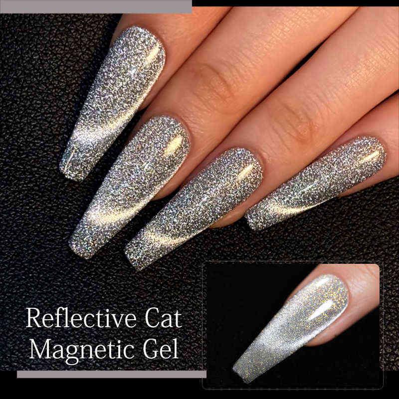 NXY Nail Gel Silver Holographic Reflective Cat Magnetic Semi Permanent Soak Off Uv Led Art Diy Design Decoration 0328