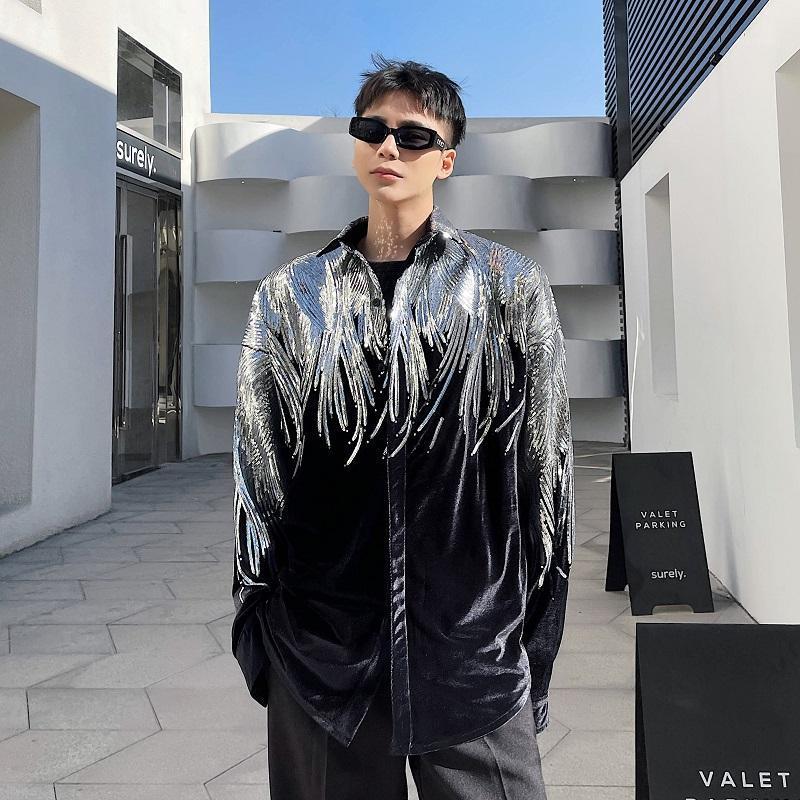 Male Embroidery Sequins Velvet Loose Casual Long Sleeve Shirt Men's Fashion Show Clothing Dresses Shirts For Man Women, 3865
Male Embroidery Sequins Velvet Loose Casual Long Sleeve Shirt Men's Fashion Show Clothing Dresses Shirts For Man Women, 3865