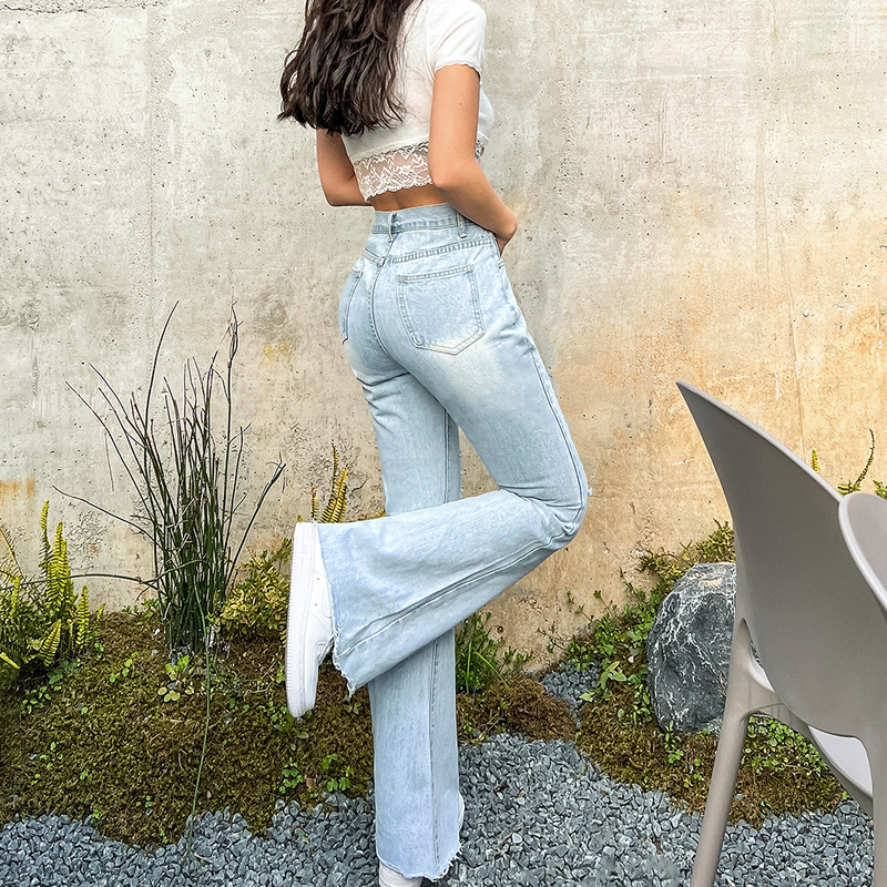 High Street Women's Jeans Y2K Waist Ripped Denim Straight Pants Streetwear Wide Leg Casual Loose Baggy Trousers 220402