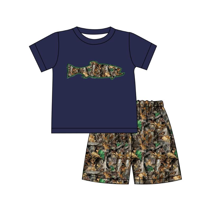 Clothing Sets Summer Clothes Navy Blue Short Sleeve Top And Dry Branches Print Pattern Shorts Fish Embroidery Boys, 2bk2110-608
Clothing Sets Summer Clothes Navy Blue Short Sleeve Top And Dry Branches Print Pattern Shorts Fish Embroidery Boys, 2bk2110-608