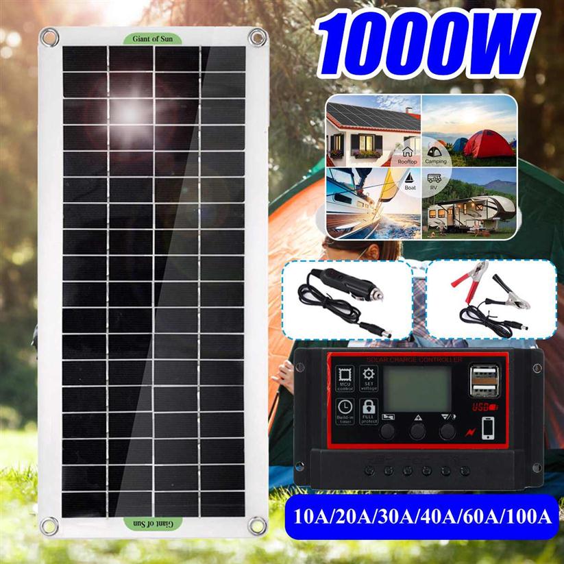 1000W Solar Panel 12V Solar Cell 10A-100A Controller Solar Panel for Phone RV Car MP3 PAD Charger Outdoor Battery Supply259B
1000W Solar Panel 12V Solar Cell 10A-100A Controller Solar Panel for Phone RV Car MP3 PAD Charger Outdoor Battery Supply259B