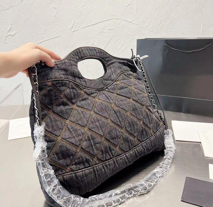 Designer Totes Denim Shopping Bag Blue Black Embroidered Distressed Fashion Soft Canvas Bag Quilted Plaid Silver Metal Chain Large Capacity Purses Handbags, No bag
Designer Totes Denim Shopping Bag Blue Black Embroidered Distressed Fashion Soft Canvas Bag Quilted Plaid Silver Metal Chain Large Capacity Purses Handbags, No bag