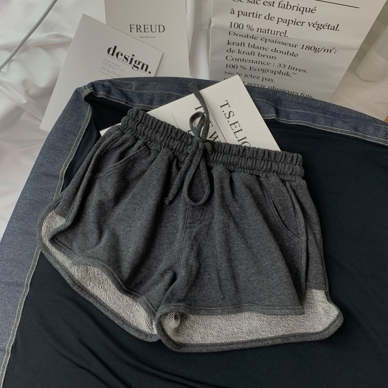 Summer Loose Shorts Women Fashion Casual Fitness Shorts Ladies Grey Black Solid High Waist Shorts Elastic Waist 220527