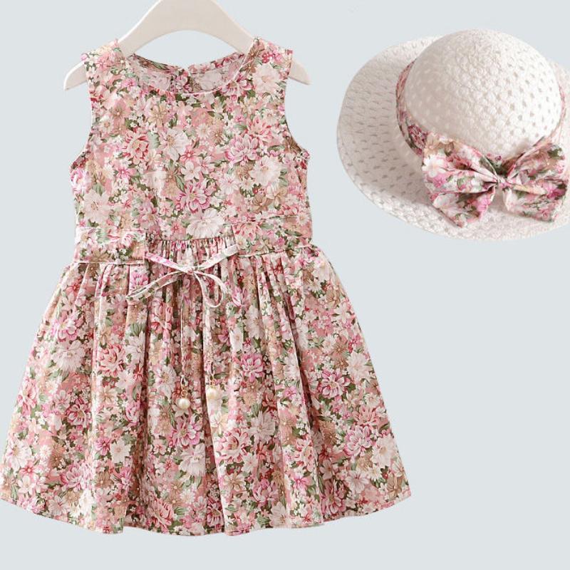 Girl's Dresses 2pcs Set Girls Wear Comfortable Cotton Hat Dressed For Children 2022 Summer Dress Floral Without Sleeves DressGirl's, -q08-
Girl's Dresses 2pcs Set Girls Wear Comfortable Cotton Hat Dressed For Children 2022 Summer Dress Floral Without Sleeves DressGirl's, -q08-