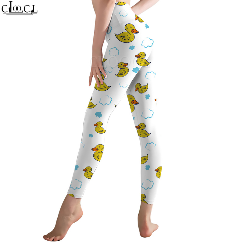 Women Leggings Cute Little Yellow Duck Pattern Printed High Waist Elasticity Legging Female for Indoor Push Up Leggins W220616