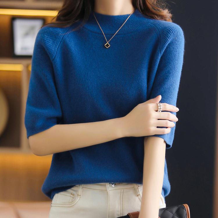 Women' Sweaters Autumn Winter Half-high Collar Cashmere Half-sleeved T-shirt For Women Sweater Solid Vintage O-Neck Cute KnittedWomen, Black
Women' Sweaters Autumn Winter Half-high Collar Cashmere Half-sleeved T-shirt For Women Sweater Solid Vintage O-Neck Cute KnittedWomen, Black