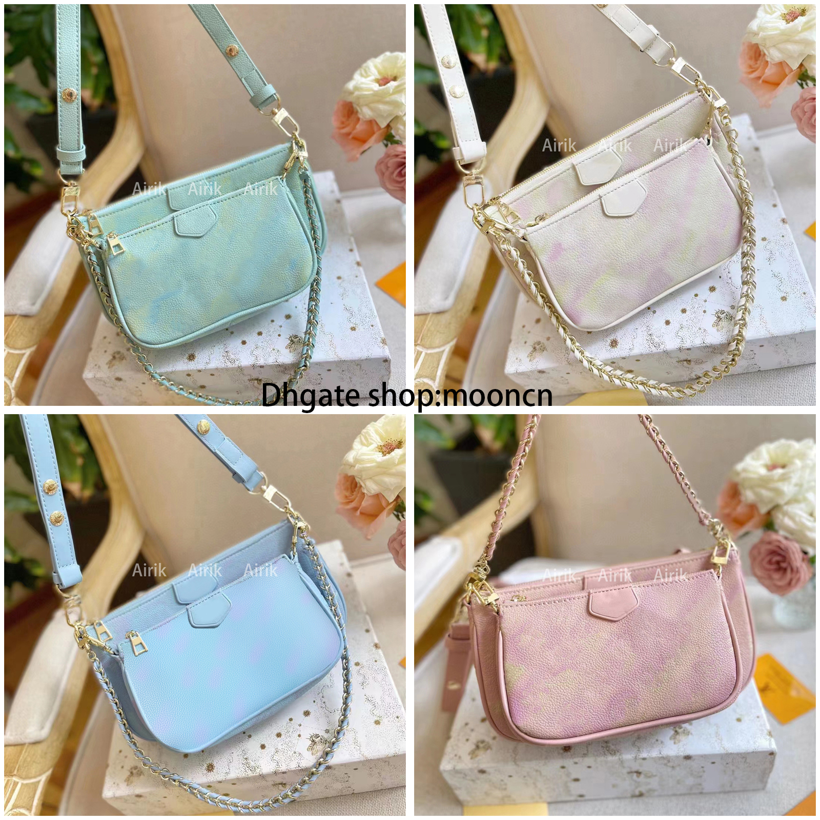 22ss Ladies Designer Bags M46093 Two-In-One Patterned Pastel Gradients Pochette Accessoires Monogram Empreinte Embossed Leather M46180, Black leather w/ beige flowers
22ss Ladies Designer Bags M46093 Two-In-One Patterned Pastel Gradients Pochette Accessoires Monogram Empreinte Embossed Leather M46180, Black leather w/ beige flowers