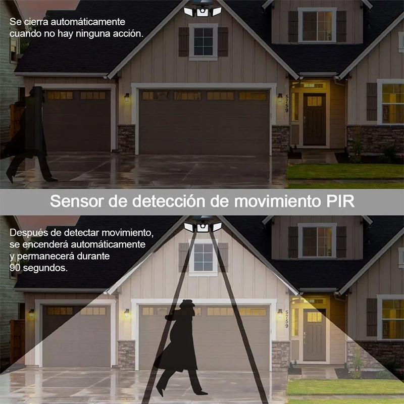 74 LED Solar PIR Motion Sensor Light 3 Sides Illumination Wireless with 270 degree Wide Angle IP65 Waterproof Street Lights