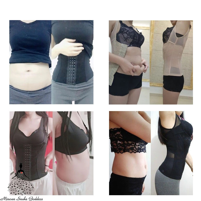 BIBI UBRA Women Front Button Waist Trainer faja Plus Size Breathable Underbust Modeling Strap Shapewear Hollow Out Body Shaper