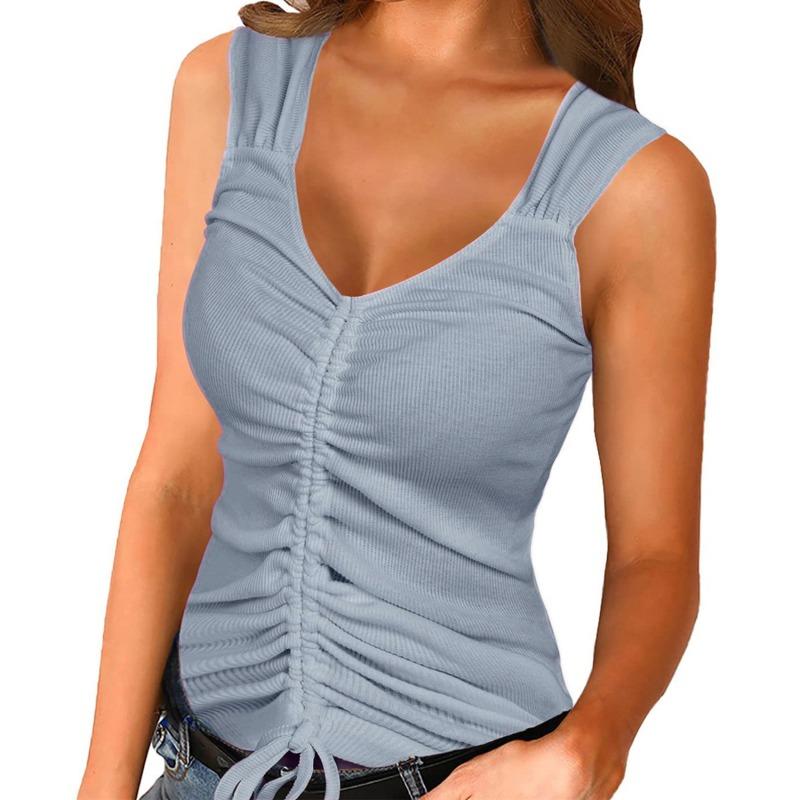Women's Tanks & Camis Summer Women's Simplicity V-Neck Threaded Drawstring Sleeveless Casual Slim Solid Color Shoulder Strap Type Top Wo, Black
Women's Tanks & Camis Summer Women's Simplicity V-Neck Threaded Drawstring Sleeveless Casual Slim Solid Color Shoulder Strap Type Top Wo, Black