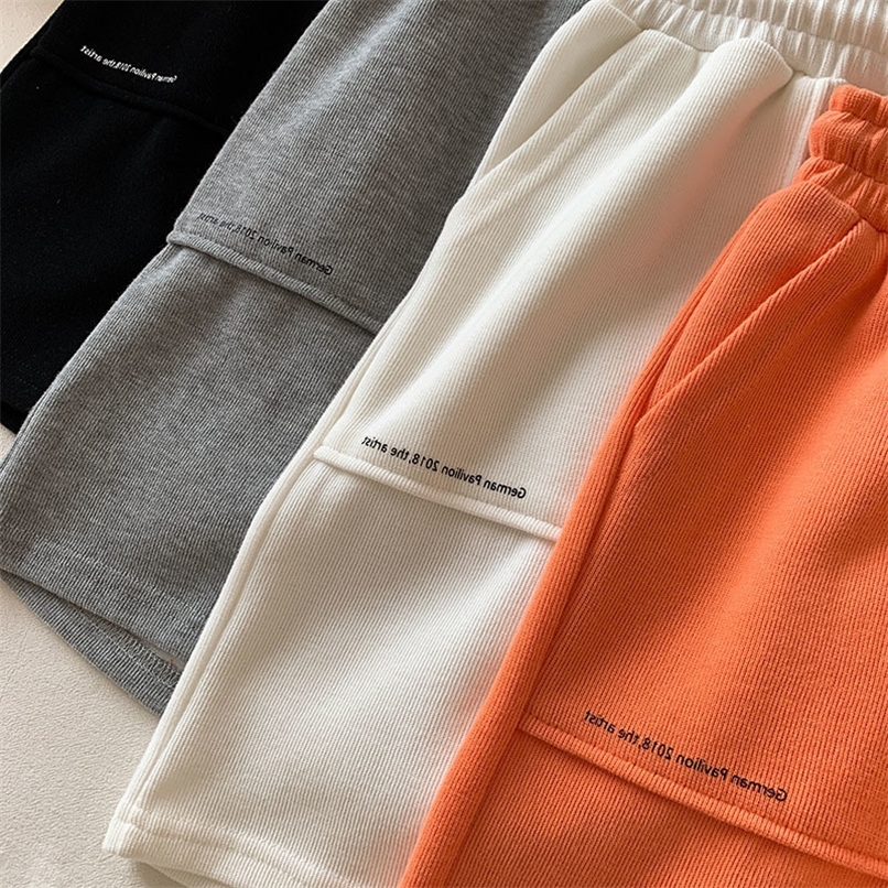 High Waist Casual Sports Shorts Women Spring And Summer Thin Section Slim Straight Wide leg Pants Home Five point Pant 220630