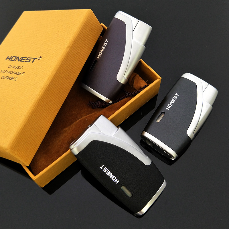 Honest double straight windproof creative cigar lighters with cigar punch for smoking cigarette three colors available
Honest double straight windproof creative cigar lighters with cigar punch for smoking cigarette three colors available