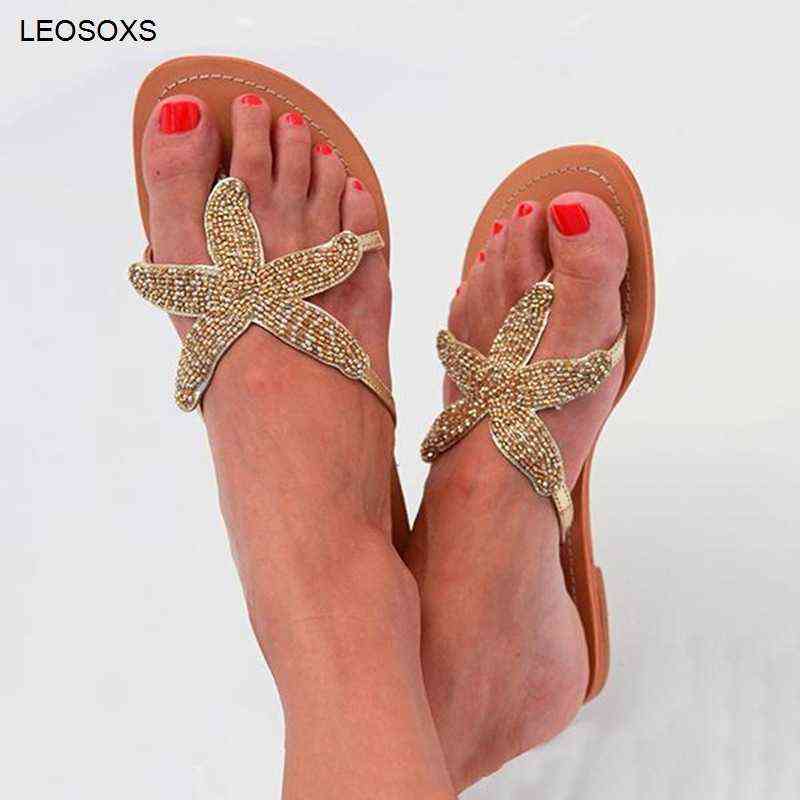 Women's Flat Flip Flops Sandals Summer Clip Toe Starfish Shoes Flat Bottom Casual Fashion Solid Color Beach Female Shoes G220518