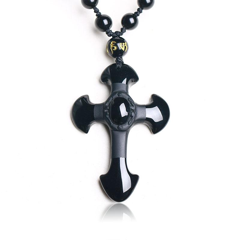 Pendant Necklaces Natural Stone Obsidian Cross Amulet Necklace Hand Carved With Lucky Free Beads Chain For Women Men JewelryPendant Necklace
Pendant Necklaces Natural Stone Obsidian Cross Amulet Necklace Hand Carved With Lucky Free Beads Chain For Women Men JewelryPendant Necklace