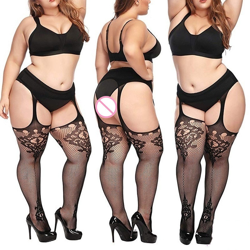 Large Big Plus Size Fat Womens Oversize Fishnet Black Stockings Open Crotchless Body Tight Pantyhose Exotic Sexy Erotic Lingerie 220505