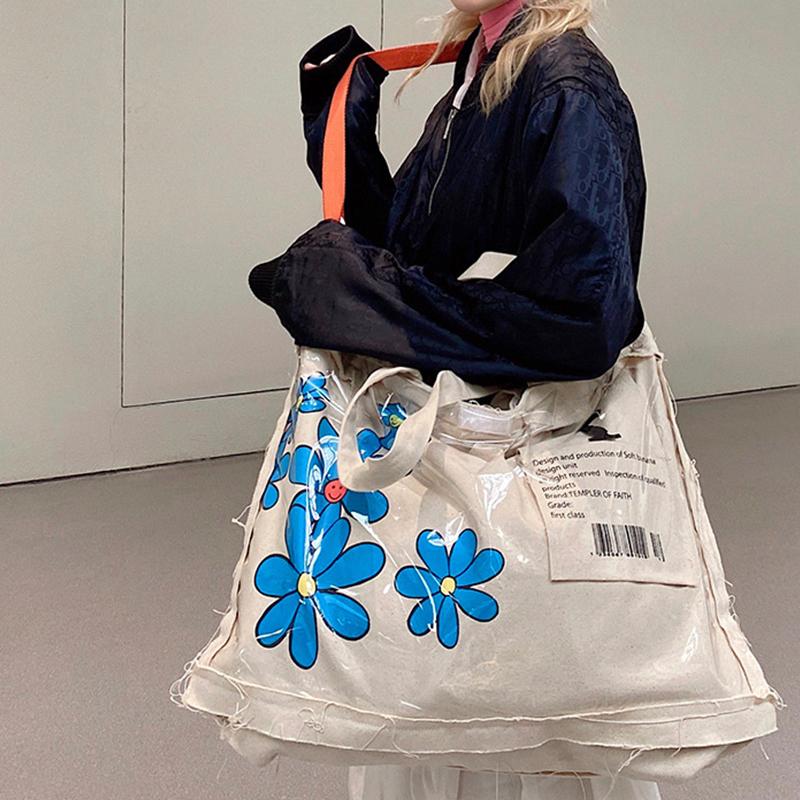 Evening Bags Printed Large-capacity High-quality Shoulder Bag Woman Designer Transparent Canvas Crossbody Women Fashion Shopper 2022, White
Evening Bags Printed Large-capacity High-quality Shoulder Bag Woman Designer Transparent Canvas Crossbody Women Fashion Shopper 2022, White