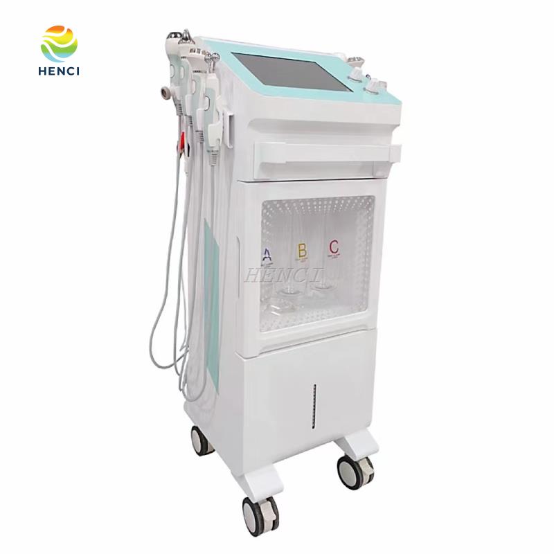 9 in 1 Multifunction Facial Oxygen Spray Ultrasound Cold Hammer Scrubber White skin integrated management instrument