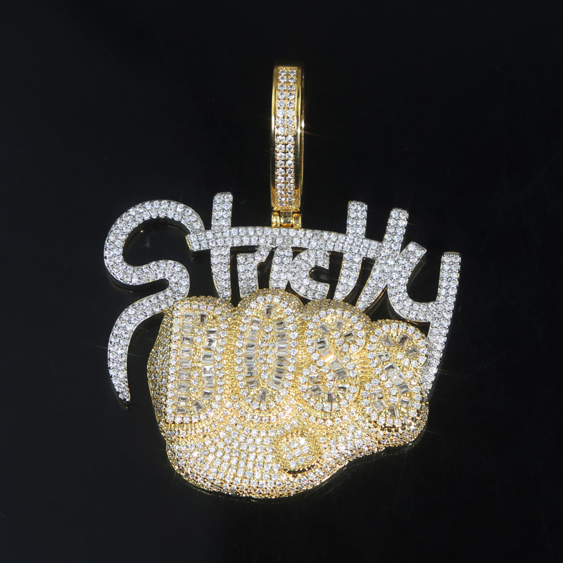 Bling Boss Letters Necklace with Sparking Baguette Cubic Zirconia Iced Out Cz Intial Name Necklaces Jewelry Charm Hip Hop Drop Ship