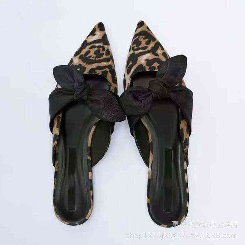 Sandals Shoes For Women Flat Pointed-Toe Low Heels Slippers Half-Drag Beige bow Temperament Muller Woman 220412