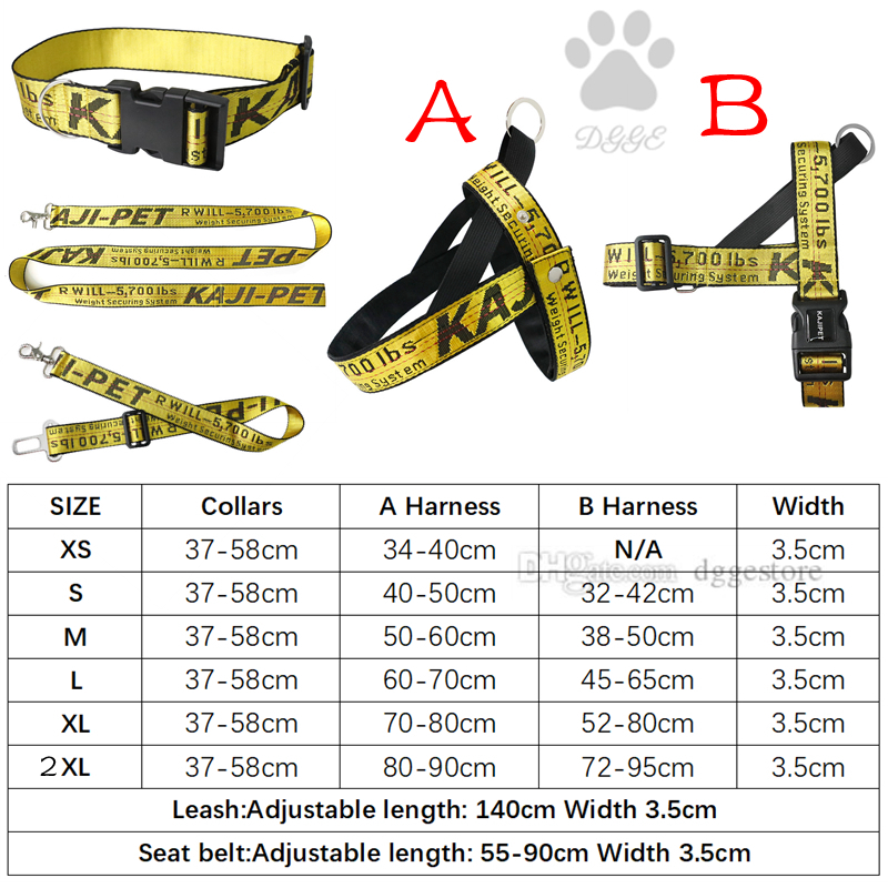 free shipping No Pull Harness and Leashes Set Grande Durable Gold Chain Nylon Pets Dog Collar Leash Long Rope Lettered Collars for Small Medium Large 