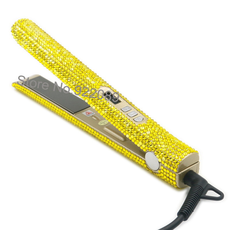 Crystal Flat Iron 480 Degree Plate Diamond Hair Straightener Salon Styling Tools 220623