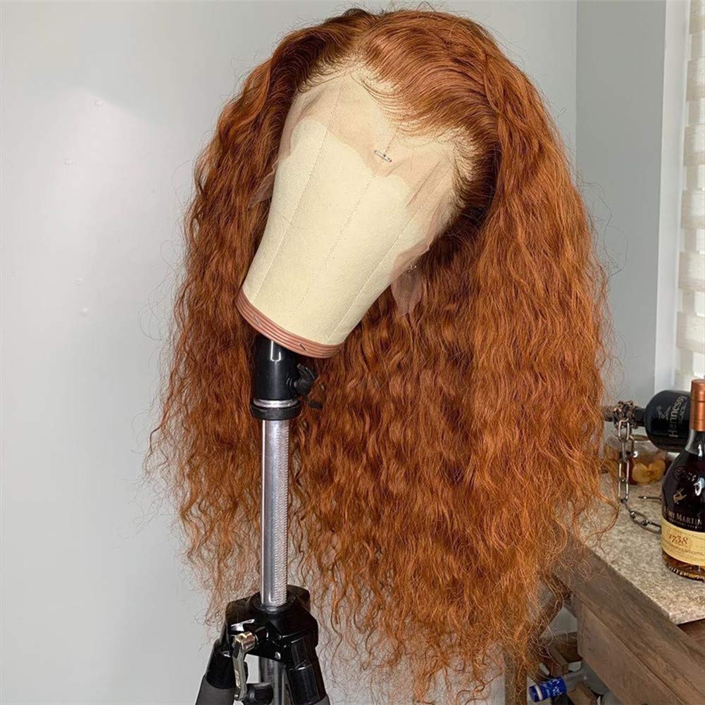 Ginger Orange Color 13x4 Lace Front Wigs Human Hair Glueless Transparent Lace Curly Wig for Black Women Pre Plucked Bleached Knots