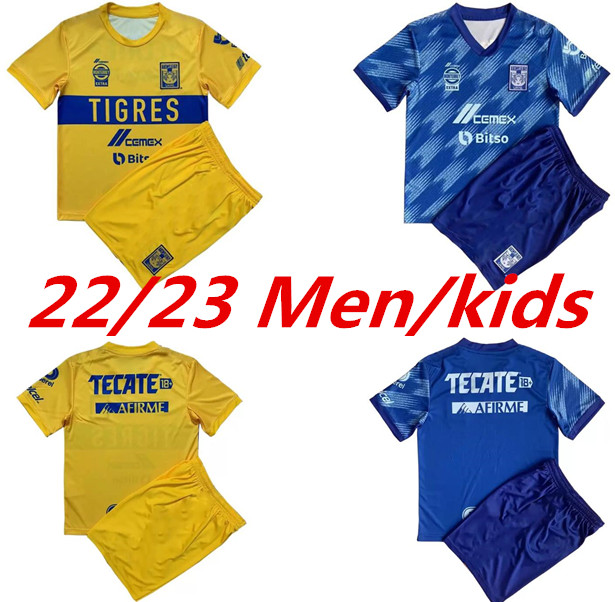 22 23 Tigres de la UANL Kids Kit Soccer Jerseys HUGO GIGNAC LOPEZ D. REYES PIZARRO AQUINO L. QUINONES F. THAUVIN RODRIGUEZ Home Away 3rd Football Shirts 999, Green