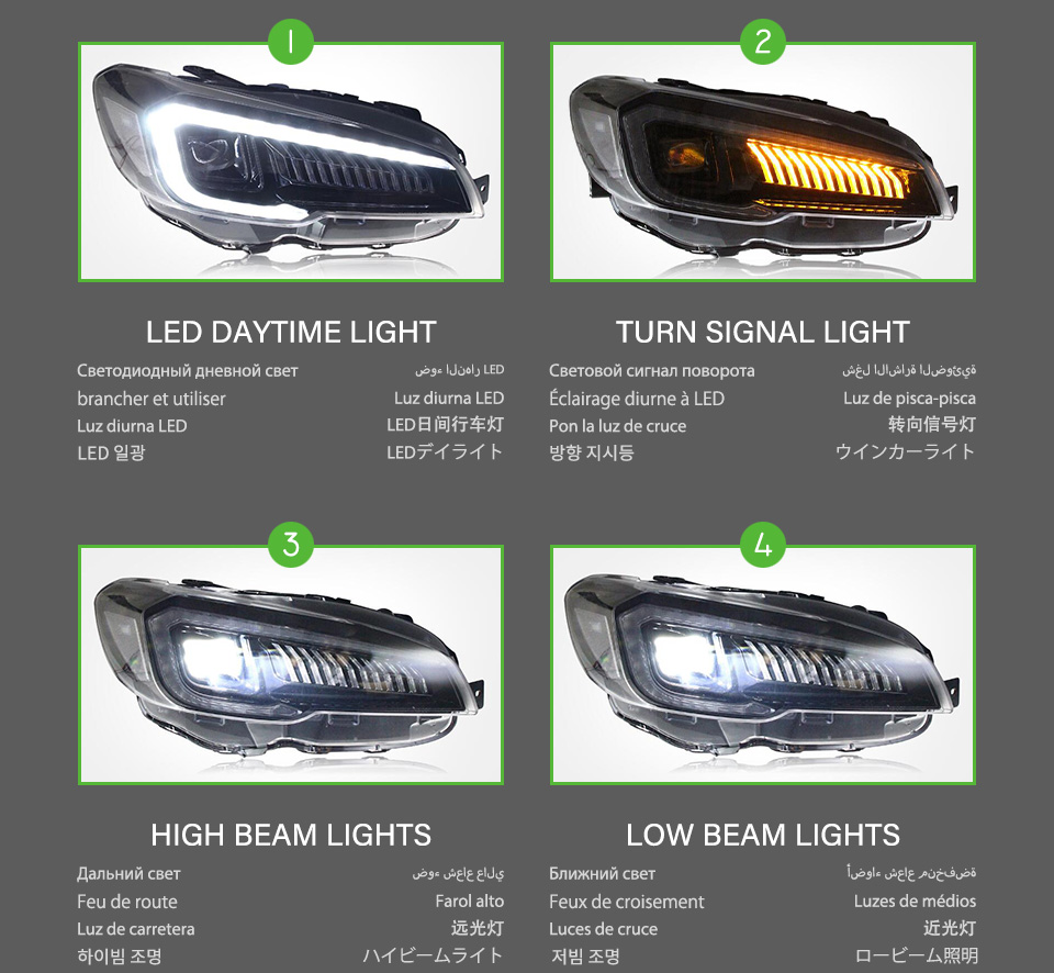 LED Headlight Bulbs for Subaru WRX STI 20 15-20 20 DRL Turn Signal High Low Beam Front Lights Car Accessories