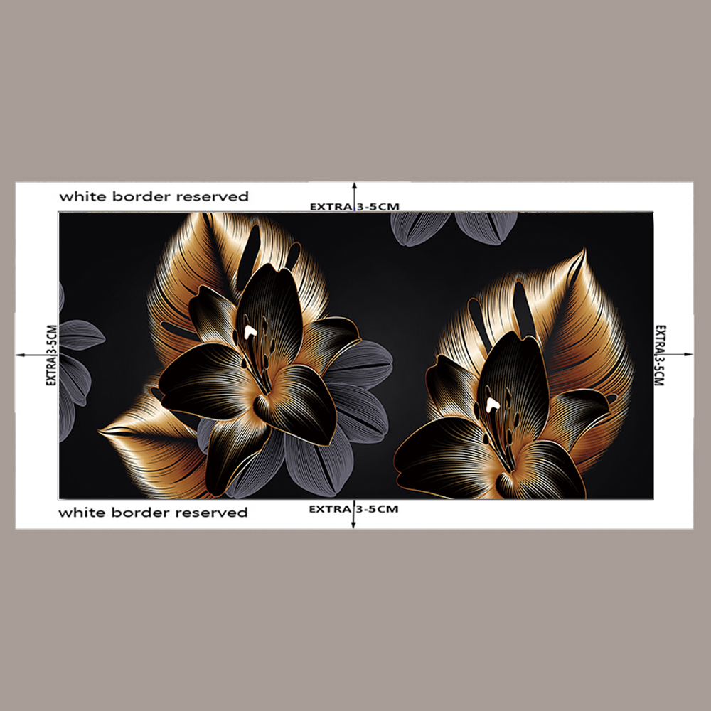 Black Gold Flowers Nordic Modern Interior Paintings Home Decor Aesthetic Personalized Wall Posters Pictures Room Decoration
