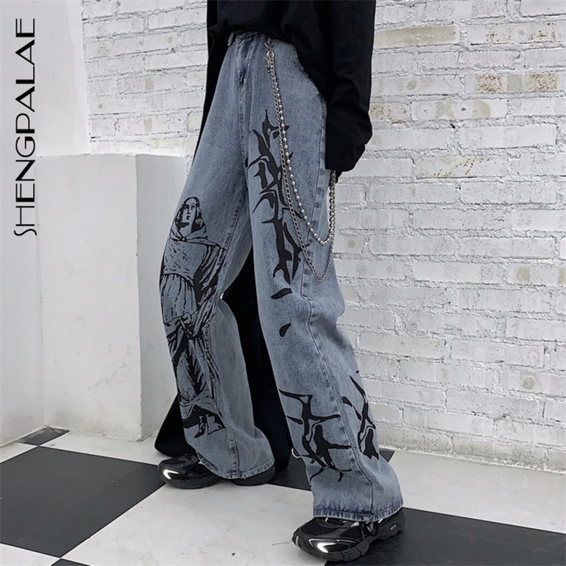 SHENGPALAE Summer Fashion Ins Street Hip-hop Printing Wash Jeans Loose Casual Denim Wide Leg Pants Woman 220402, Blue gray
SHENGPALAE Summer Fashion Ins Street Hip-hop Printing Wash Jeans Loose Casual Denim Wide Leg Pants Woman 220402, Blue gray