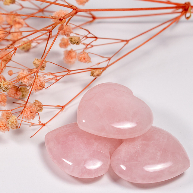 Natural crystal stone 25mm Opal Rose Quartz Tiger Eye turquoise Amethyst Heart for Yoga Energy Bead For Chakra Healing Ornaments