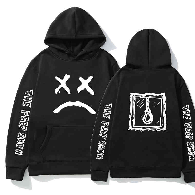 New Lil Peep Street Hooded Trendy Sweater with Velvet Hooded, White