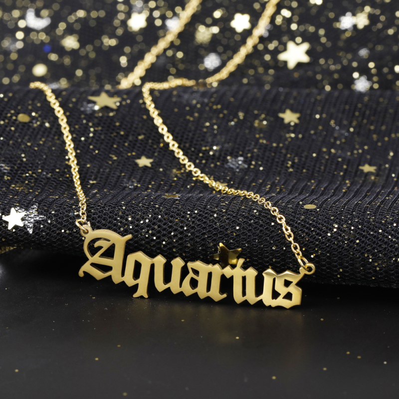 New Arrival Stainless Steel Zodiac Pendant Necklace Astrology Horoscope Charm Jewelry