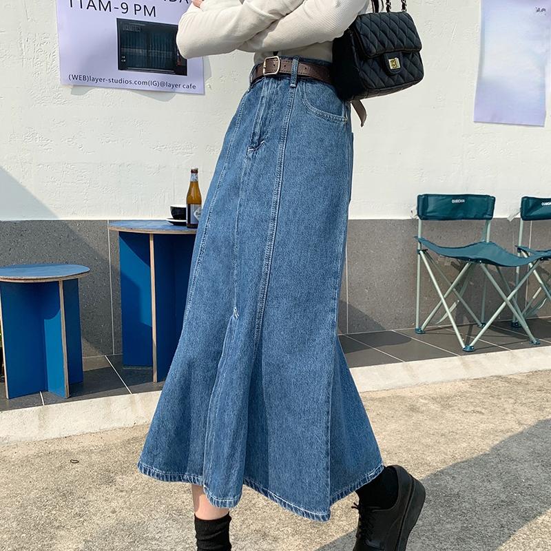 Skirts Fall Elegant Ruffles Trumpet Jean Women 2022 High Waist Packgae Hip Denim Jupe Split Designed Solid Autumn Faldas MujerSkirts, Dark blue
Skirts Fall Elegant Ruffles Trumpet Jean Women 2022 High Waist Packgae Hip Denim Jupe Split Designed Solid Autumn Faldas MujerSkirts, Dark blue